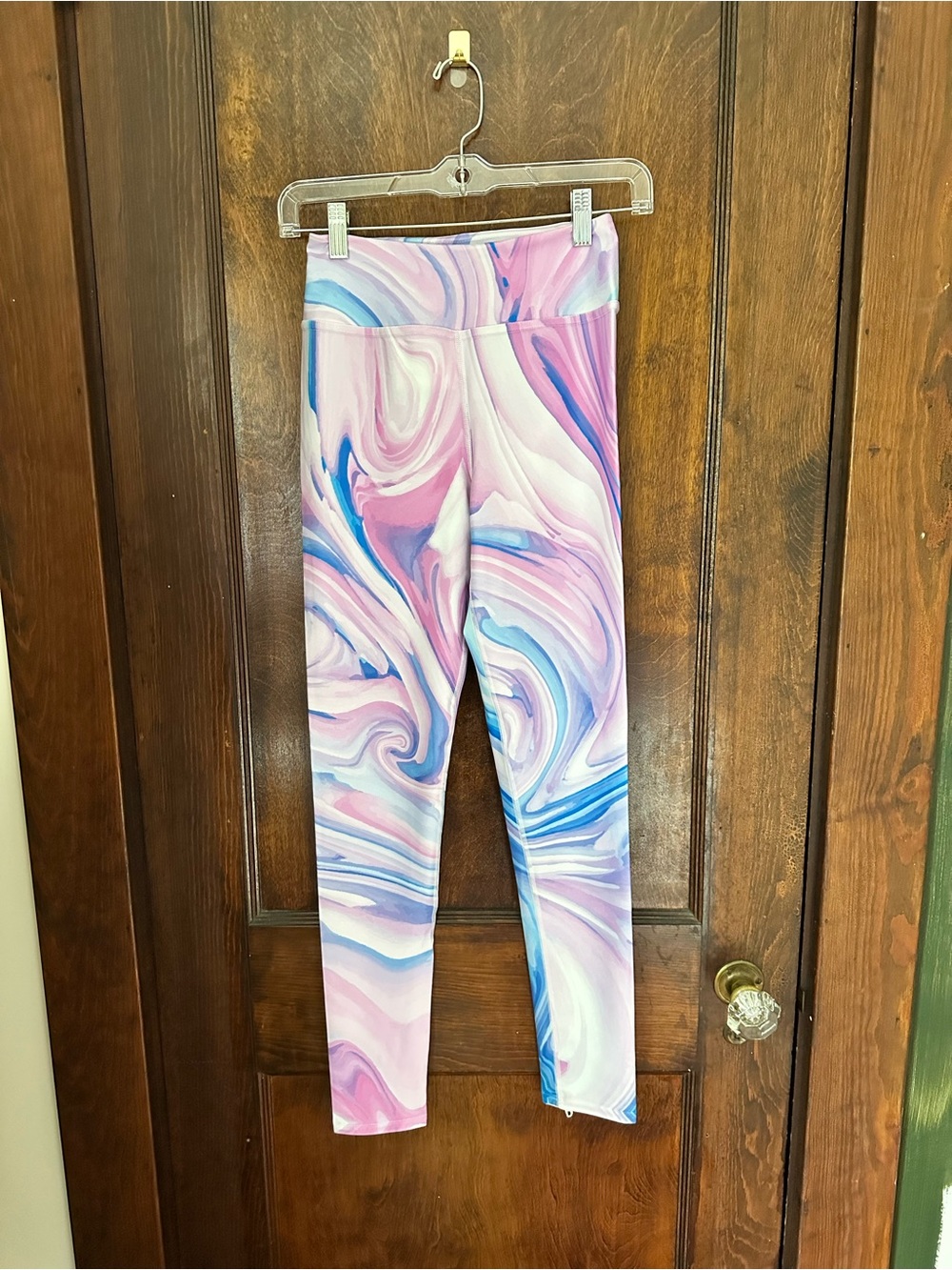 Women’s Marble-Print Leggings - Pink & Blue